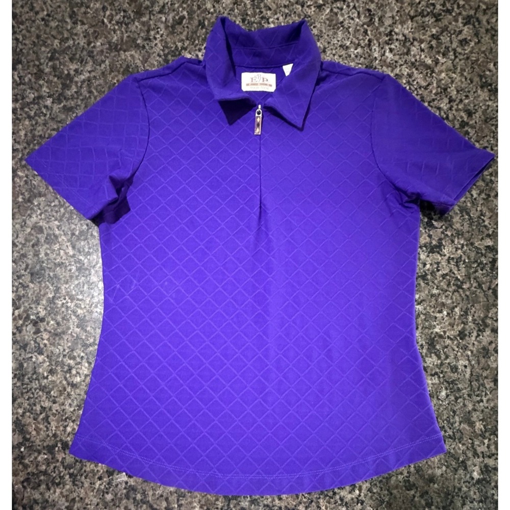 EP Pro Tour Tech Purple Quilted Diamond Texture 1/4 Zip Golf Polo Shirt S‎